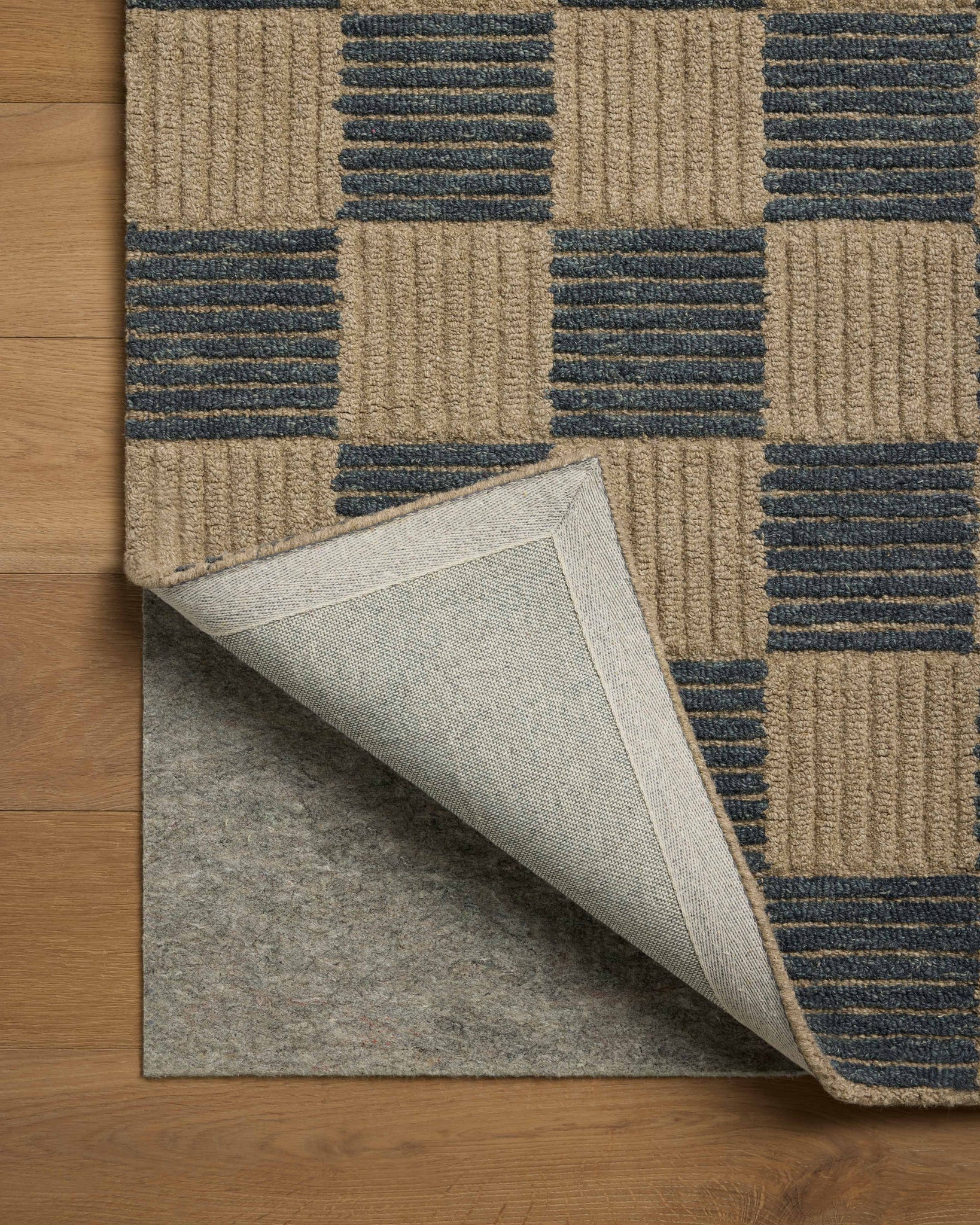Madi Taupe / Navy shown from a different angle to reveal its pattern.