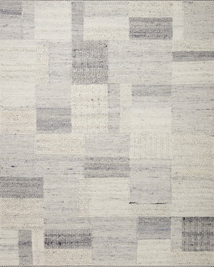 Side view of the Manfred Slate / Mist rug.