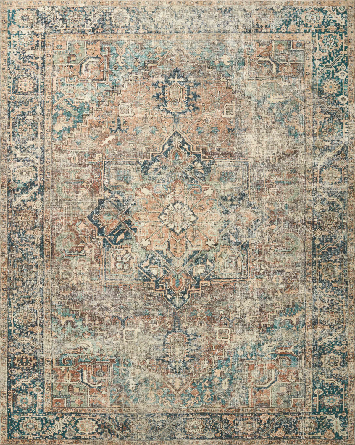 Margot Terracotta / Lagoon — a Loloi rug at Laurie Yapp Home.