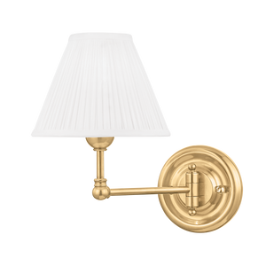 Classic No.1 Wall Sconce 7.5" x 10.5" in Aged Brass — a Hudson Valley wall sconce for bathrooms, hallways, and living rooms at Laurie Yapp Home.