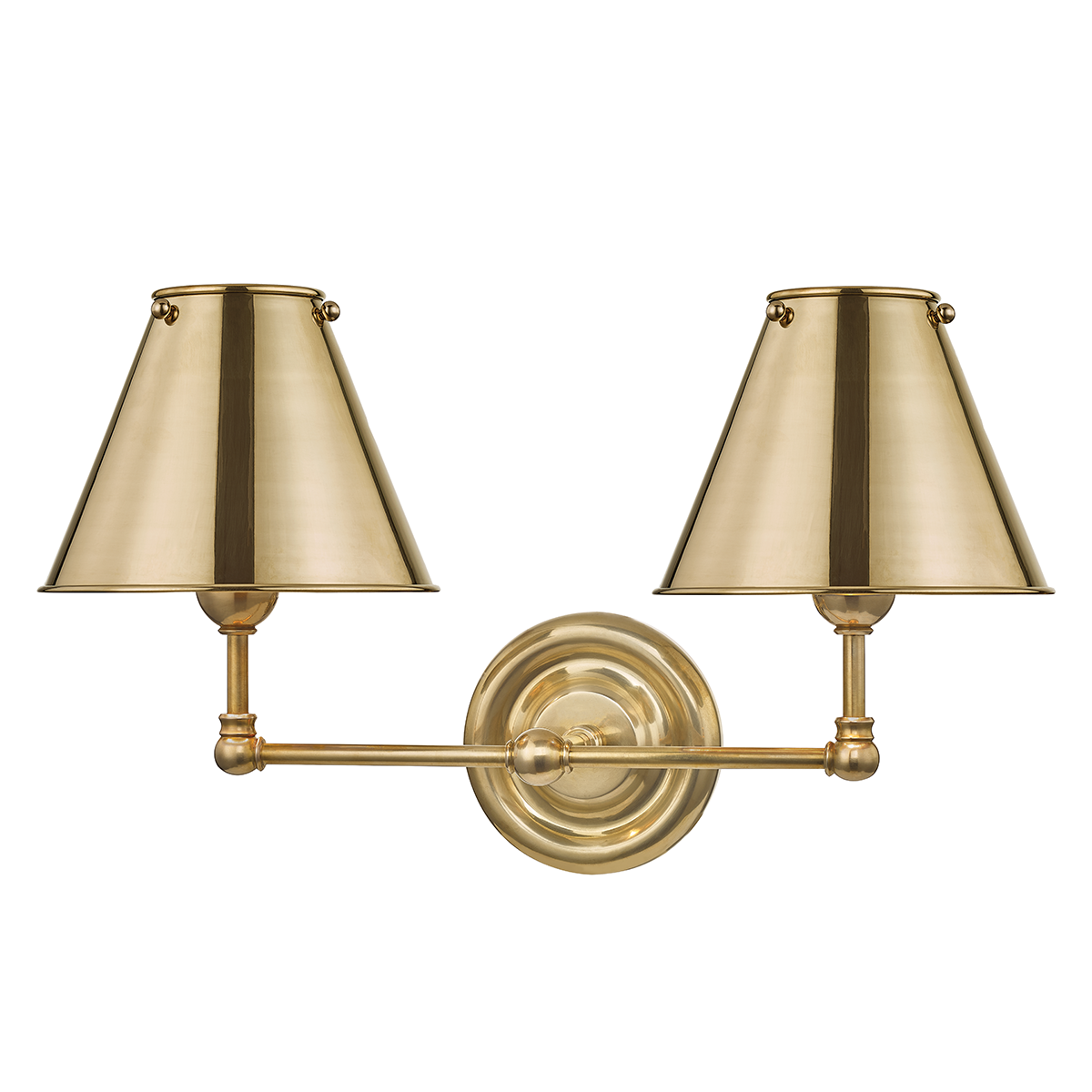 Classic No.1 Wall Sconce (Metal Shade) 18.25" x 10.5" in aged brass — a Hudson Valley wall sconce for bathrooms, hallways, and living rooms at Laurie Yapp Home.