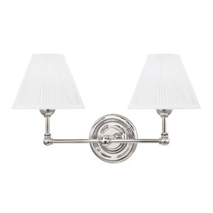 Classic No.1 Wall Sconce 18.25" x 10.5" in polished nickel shown from the front to reveal the arm curve and shade silhouette.