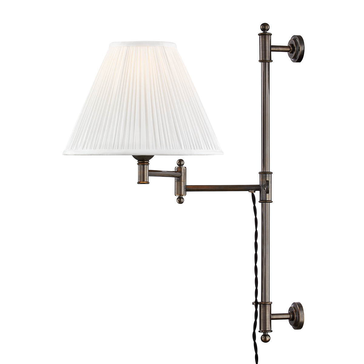 Classic No.1 Plug-In Sconce in dark bronze shown from a second angle to highlight the arm profile and shade silhouette.