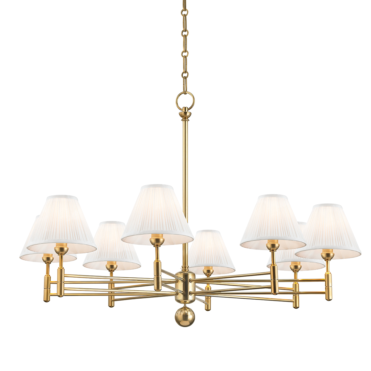 Classic No.1 Chandelier in aged brass — a Hudson Valley chandelier for dining rooms, entries, and living rooms at Laurie Yapp Home.