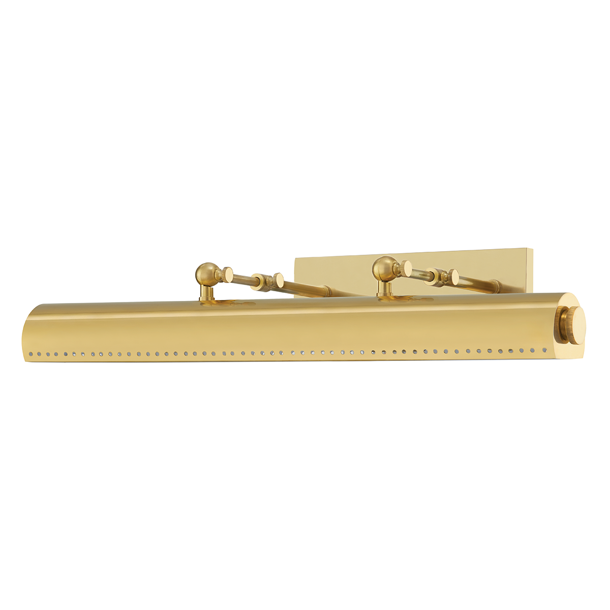 Hampshire Picture Light 23.25" in aged brass — a Hudson Valley picture light for gallery walls and reading nooks at Laurie Yapp Home.