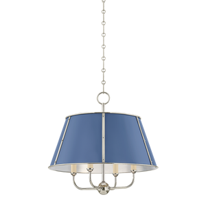 Close-up of the Cambridge Chandelier 20.25" in polished nickel showing the frame, arms, and shade detail.