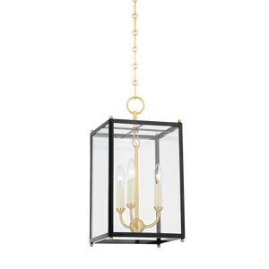 Chaselton Lantern 10" in aged brass — a Hudson Valley lantern for entries, foyers, and covered porches at Laurie Yapp Home.