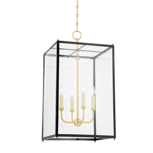 Chaselton Lantern 15" in aged brass — a Hudson Valley lantern for entries, foyers, and covered porches at Laurie Yapp Home.