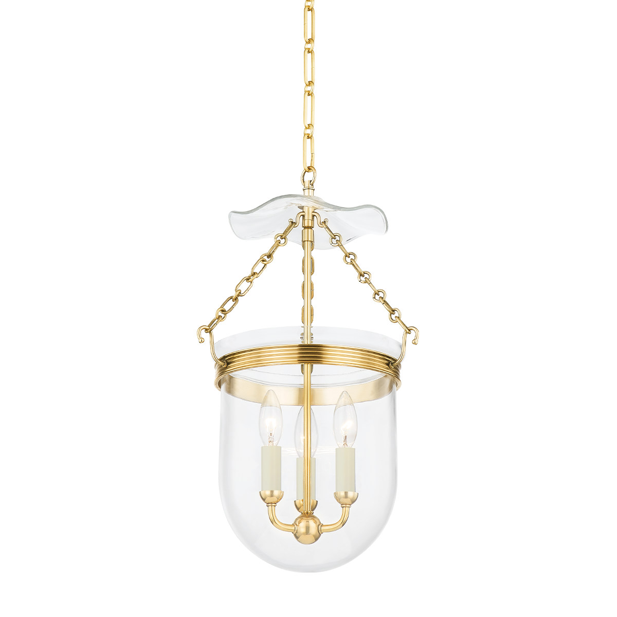 Rousham Lantern 12.75" in aged brass — a Hudson Valley lantern for entries, foyers, and covered porches at Laurie Yapp Home.