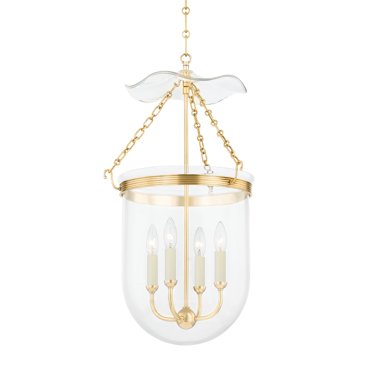 Rousham Lantern 15.75" in aged brass — a Hudson Valley lantern for entries, foyers, and covered porches at Laurie Yapp Home.