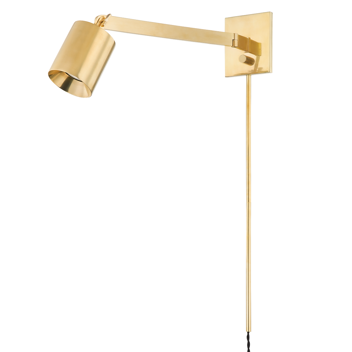 Highgrove Plug-In Sconce in aged brass — a Hudson Valley plug-in sconce for bedrooms, living rooms, and reading nooks at Laurie Yapp Home.