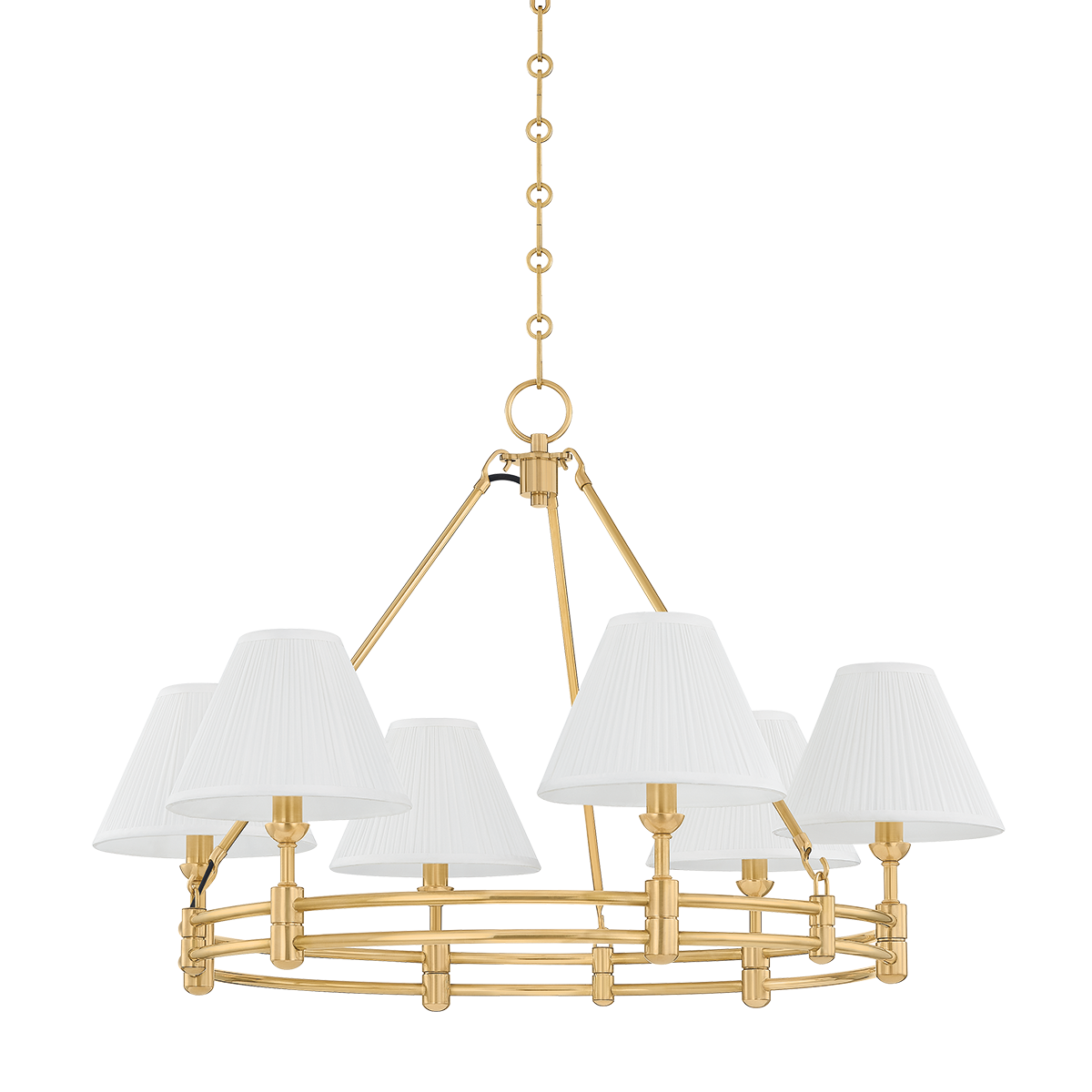 Howard Chandelier 32.75" x 23" in aged brass — a Hudson Valley chandelier for dining rooms, entries, and living rooms at Laurie Yapp Home.