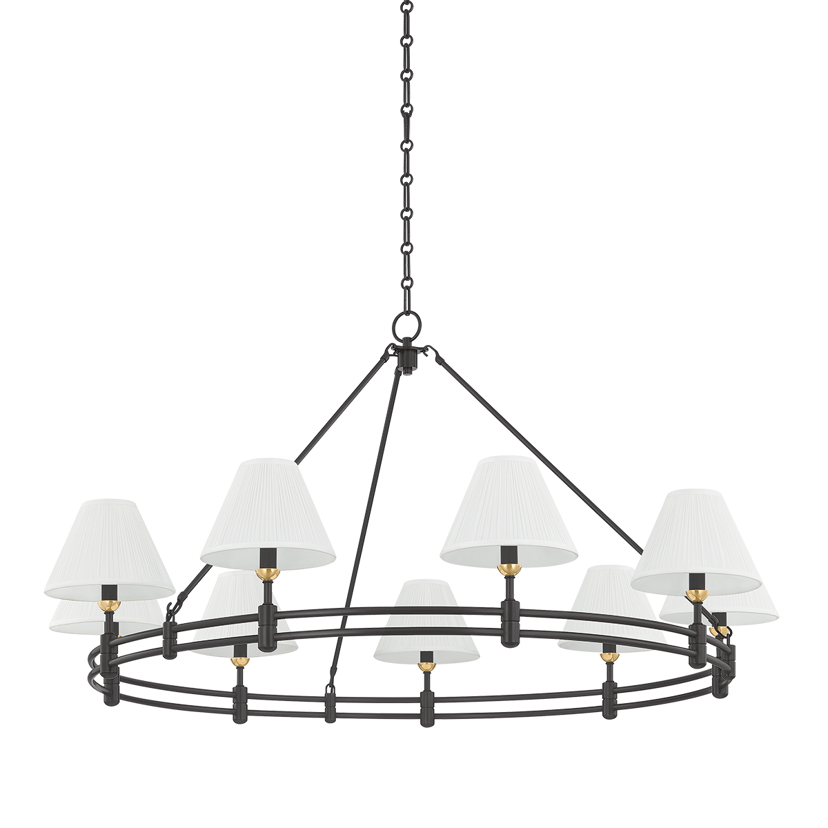Howard Chandelier 50" x 26" in aged brass — a Hudson Valley chandelier for dining rooms, entries, and living rooms at Laurie Yapp Home.