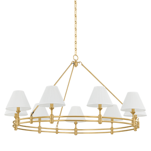 Howard Chandelier 50" x 26" in aged brass — a Hudson Valley chandelier for dining rooms, entries, and living rooms at Laurie Yapp Home.