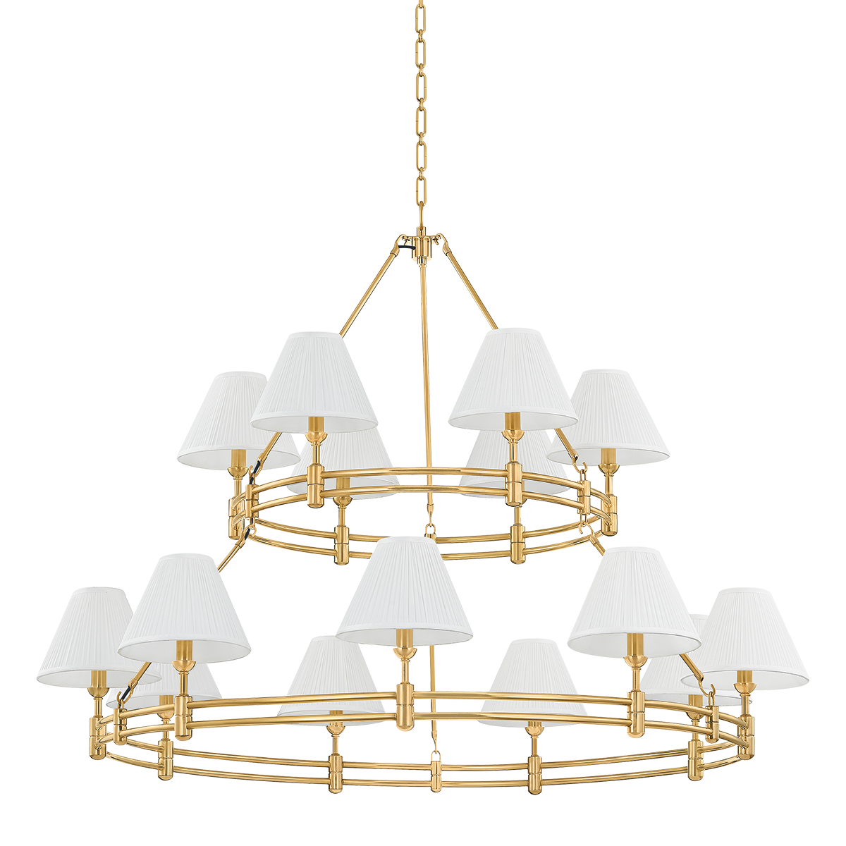Howard Chandelier 50" x 35.75" in aged brass — a Hudson Valley chandelier for dining rooms, entries, and living rooms at Laurie Yapp Home.