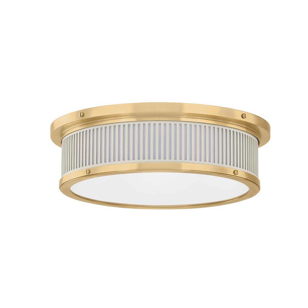 Ashdown Flush Mount 14" x 4" in aged brass — a Hudson Valley flush mount for hallways, bedrooms, and entryways at Laurie Yapp Home.
