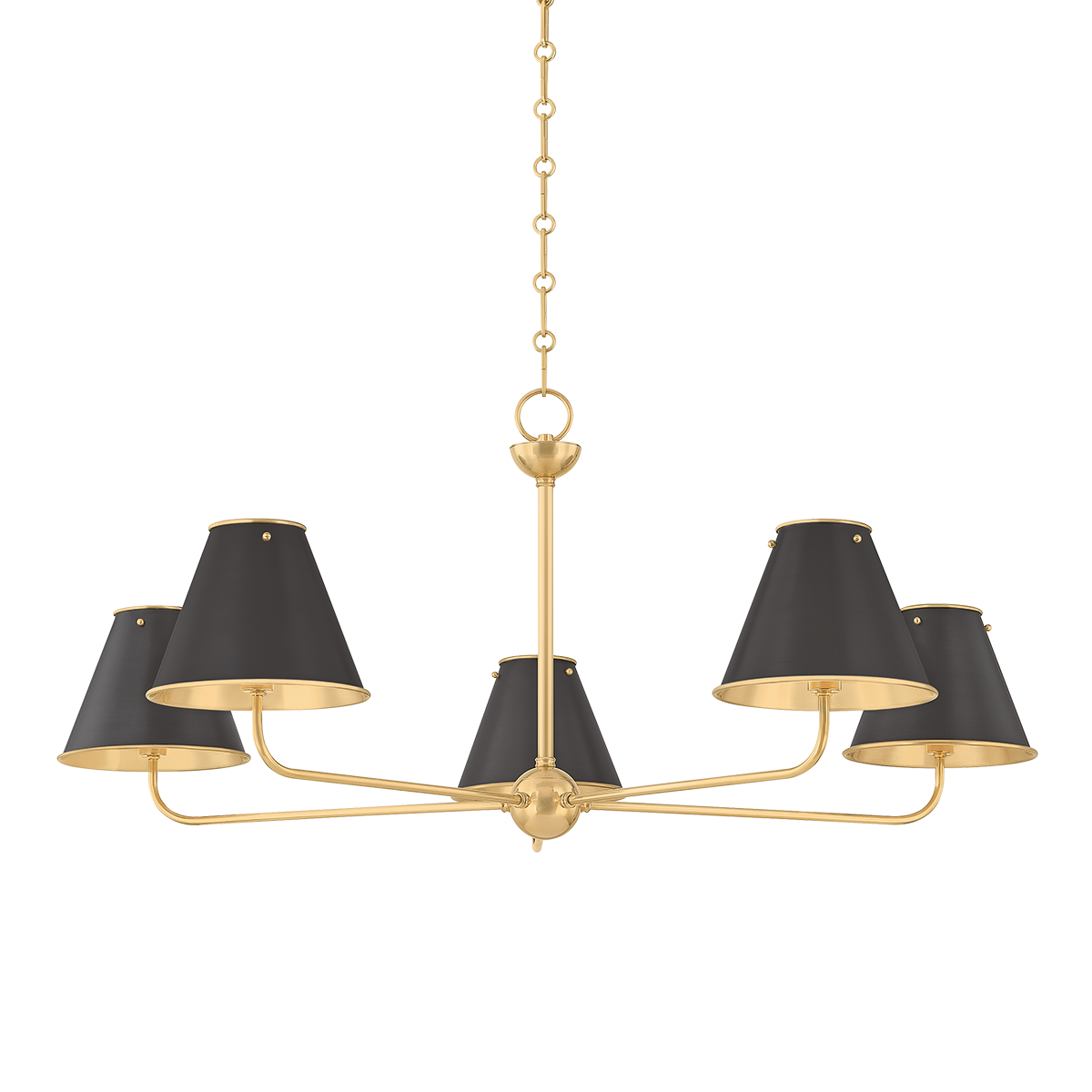 Burghley Chandelier in aged brass — a Hudson Valley chandelier for dining rooms, entries, and living rooms at Laurie Yapp Home.