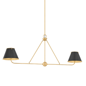 Burghley Linear in aged brass — a Hudson Valley linear for dining rooms, kitchen islands, and long consoles at Laurie Yapp Home.