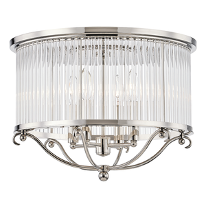 Glass No.1 Semi Flush in polished nickel shown from a second angle to highlight the shade profile and mounting canopy.