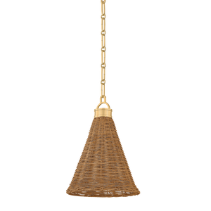 Kensington Pendant 10" in aged brass — a Hudson Valley pendant for kitchens, entries, and dining rooms at Laurie Yapp Home.