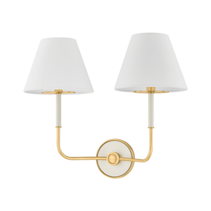 Wedgewood Wall Sconce 19" in aged brass — a Hudson Valley wall sconce for bathrooms, hallways, and living rooms at Laurie Yapp Home.