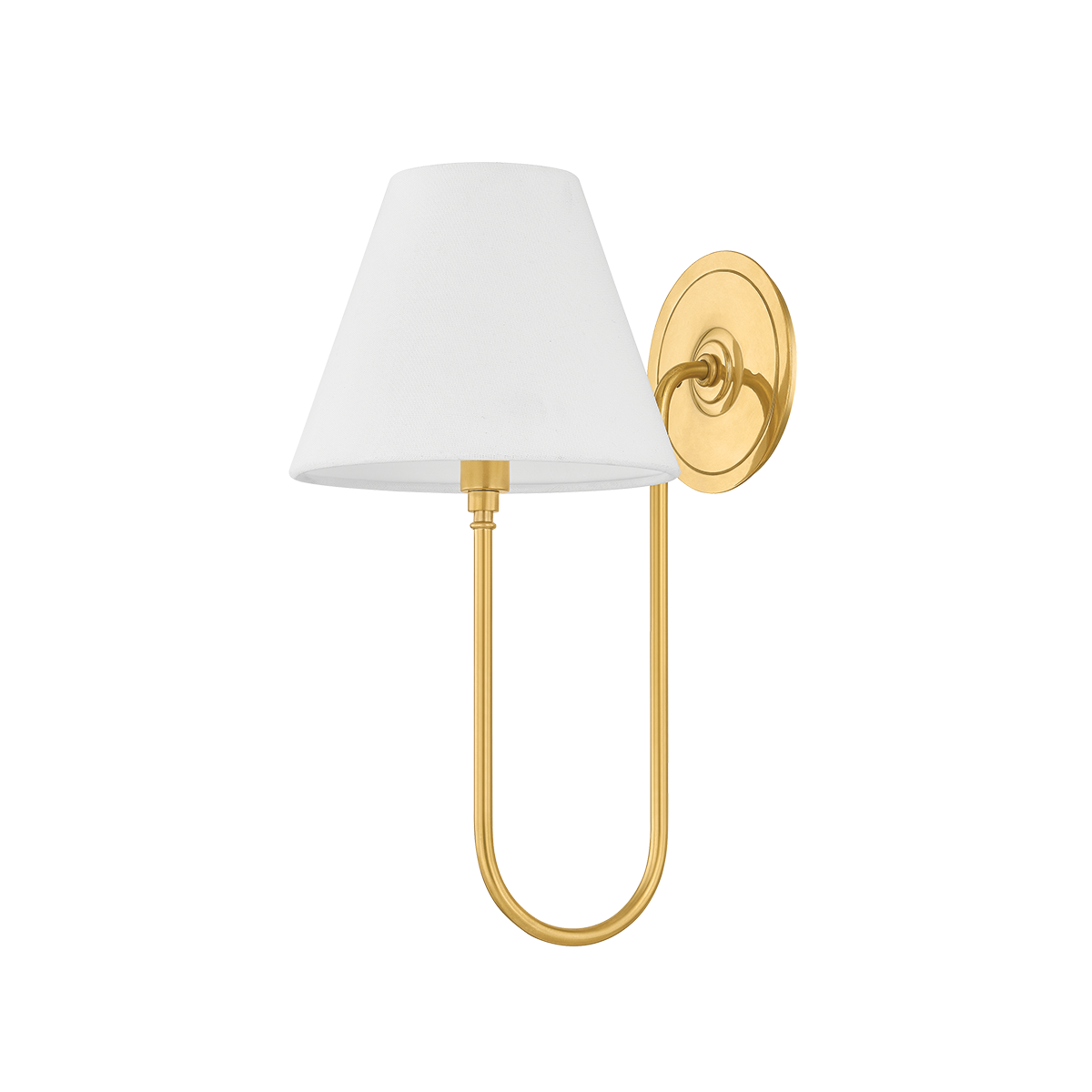 Hawthorne Wall Sconce in aged brass — a Hudson Valley wall sconce for bathrooms, hallways, and living rooms at Laurie Yapp Home.