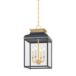 Houghton Lantern 12.75" in aged brass — a Hudson Valley lantern for entries, foyers, and covered porches at Laurie Yapp Home.