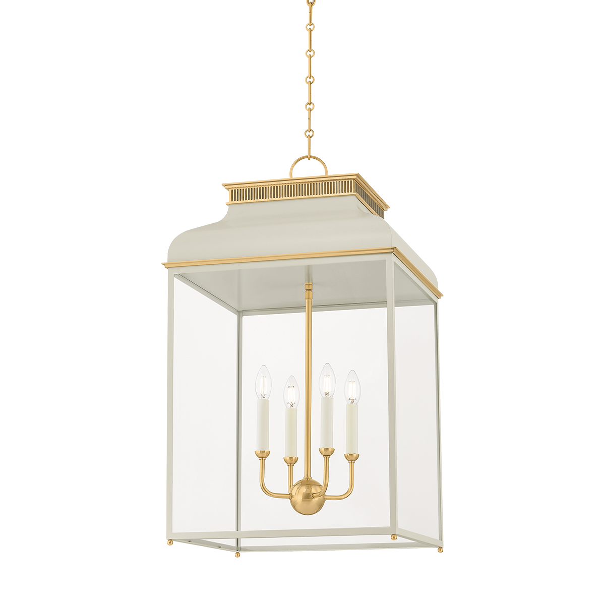 Houghton Lantern 19" in aged brass — a Hudson Valley lantern for entries, foyers, and covered porches at Laurie Yapp Home.