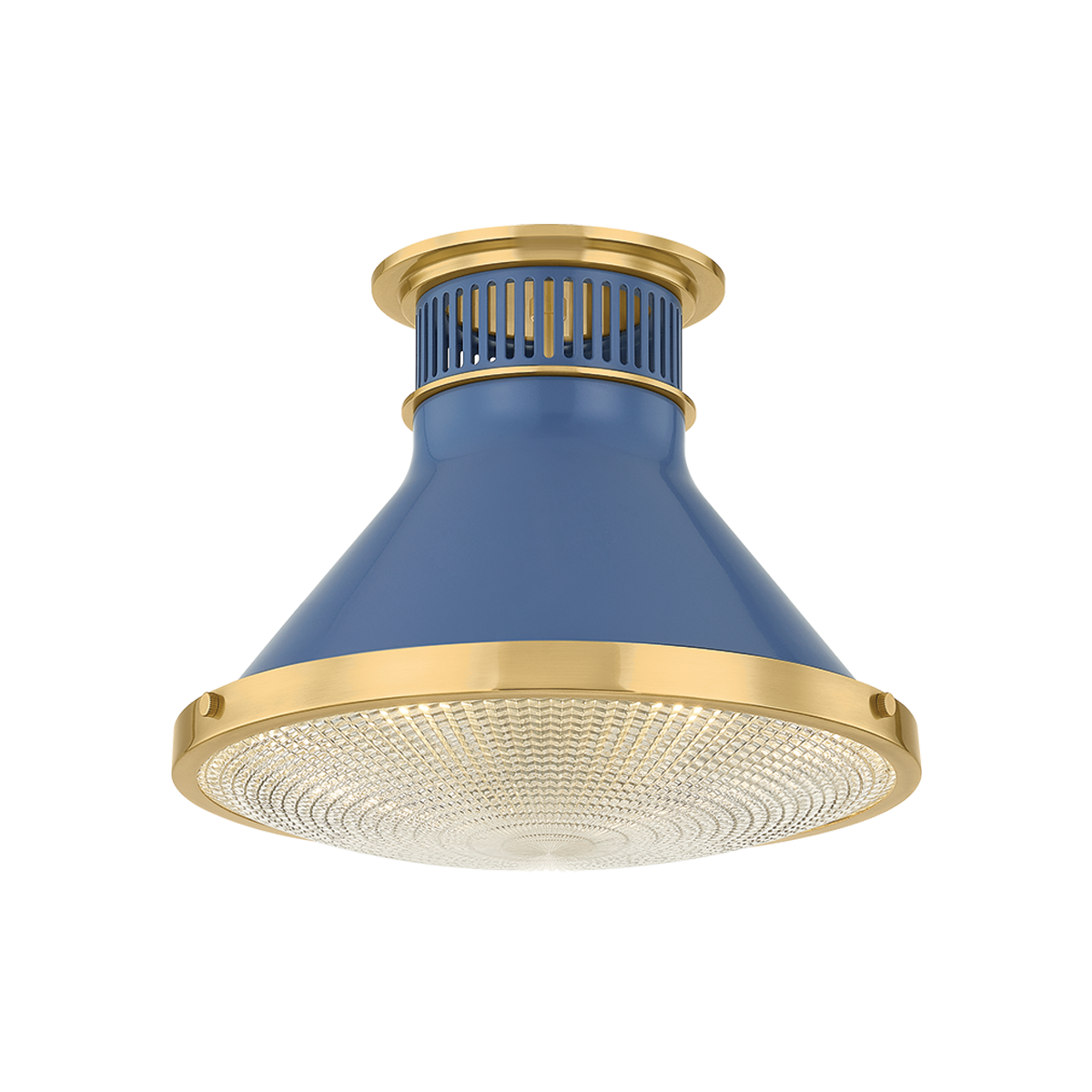 Highclere Flush Mount 12.75" in aged brass — a Hudson Valley flush mount for hallways, bedrooms, and entryways at Laurie Yapp Home.