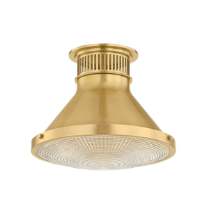 Highclere Flush Mount 12.75" in aged brass — a Hudson Valley flush mount for hallways, bedrooms, and entryways at Laurie Yapp Home.