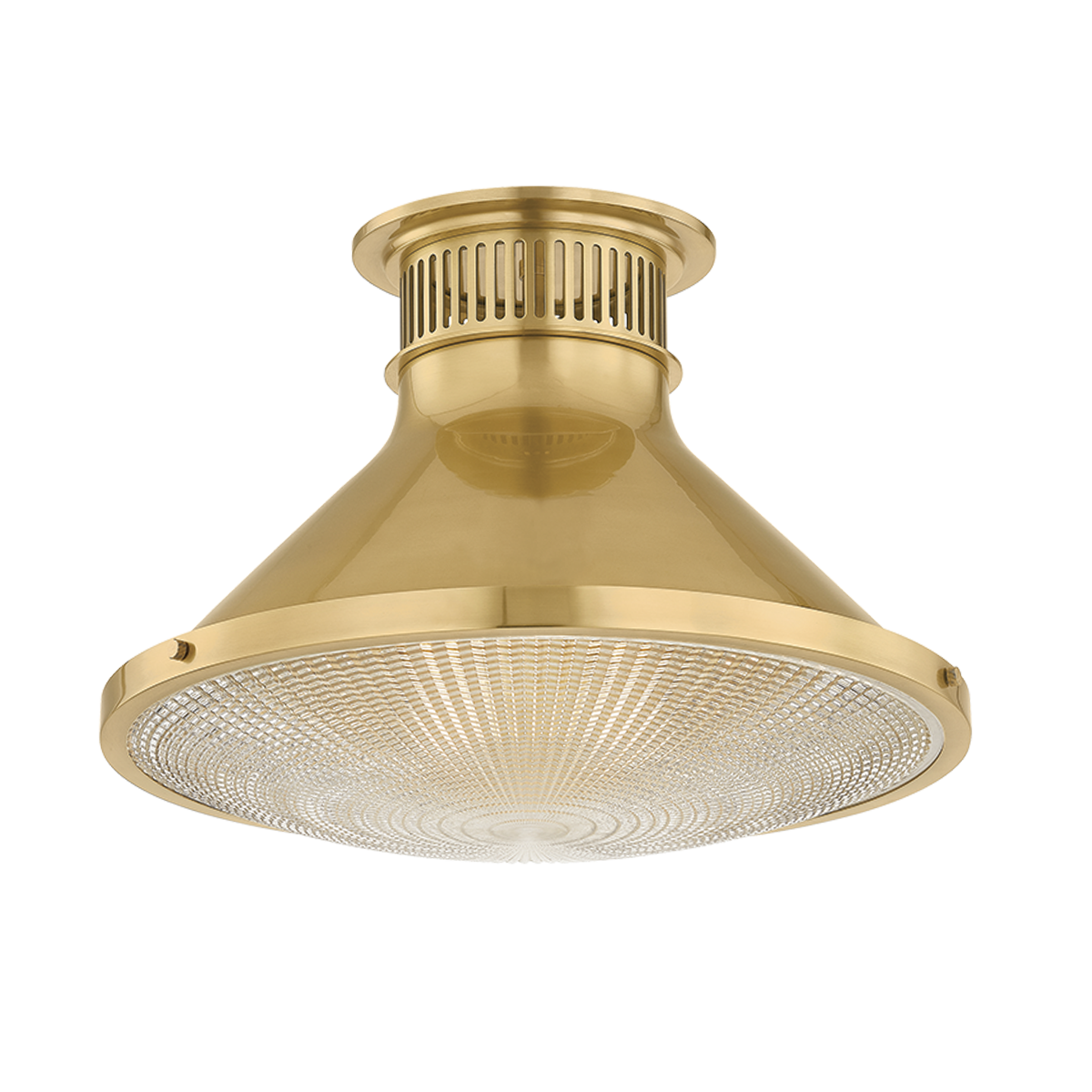 Highclere Flush Mount 17.75" in aged brass — a Hudson Valley flush mount for hallways, bedrooms, and entryways at Laurie Yapp Home.