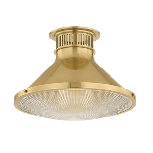 Highclere Flush Mount 17.75" in aged brass — a Hudson Valley flush mount for hallways, bedrooms, and entryways at Laurie Yapp Home.