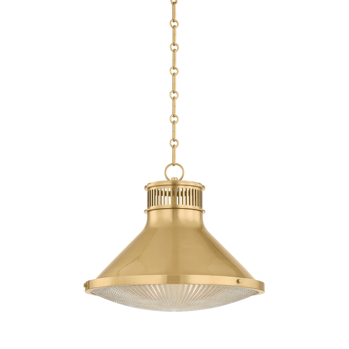 Highclere Pendant 17.75" in aged brass — a Hudson Valley pendant for kitchens, entries, and dining rooms at Laurie Yapp Home.