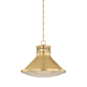 Highclere Pendant 17.75" in aged brass — a Hudson Valley pendant for kitchens, entries, and dining rooms at Laurie Yapp Home.