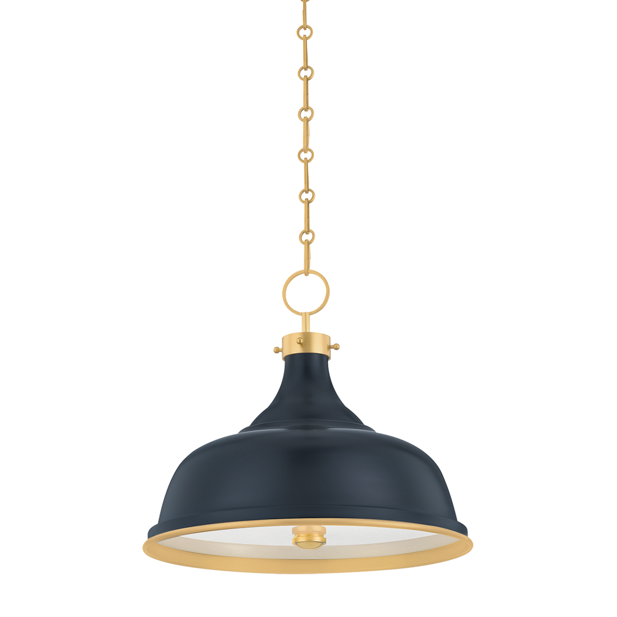 Painted No. 1 Pendant 18" in aged brass — a Hudson Valley pendant for kitchens, entries, and dining rooms at Laurie Yapp Home.