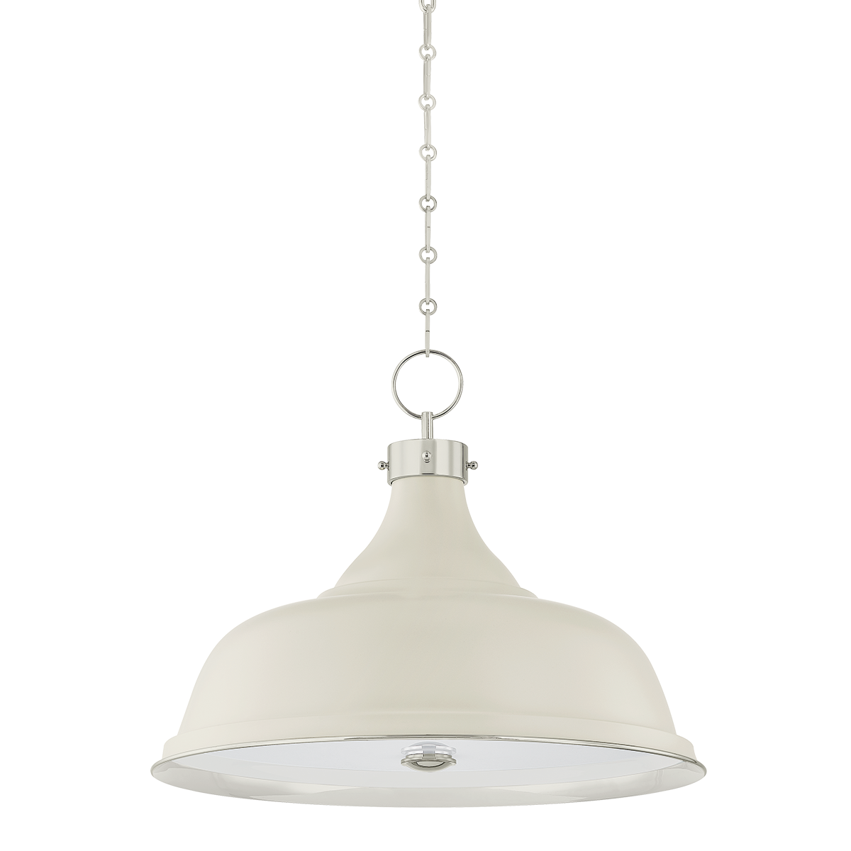 Close-up of the Painted No. 1 Pendant 23.5" in polished nickel showing the shade shape and metal detail.