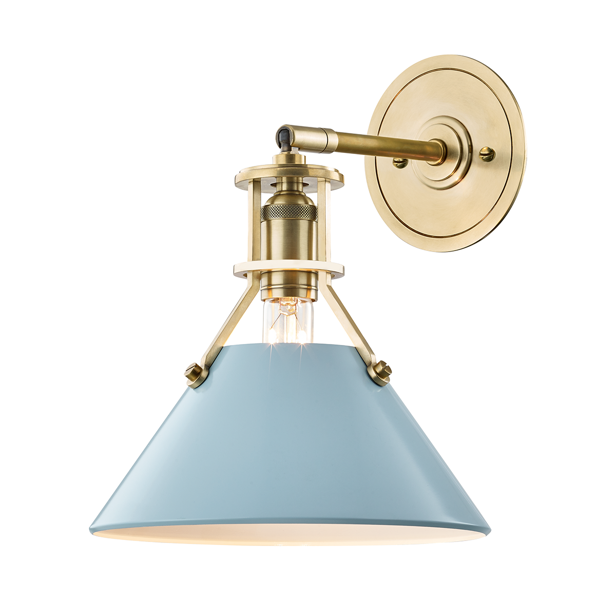 Painted No. 2 Wall Sconce in aged brass — a Hudson Valley wall sconce for bathrooms, hallways, and living rooms at Laurie Yapp Home.