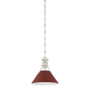 Close-up of the Painted No.2 Pendant in polished nickel showing the shade shape and metal detail.