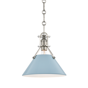 Close-up of the Painted No.2 Pendant in polished nickel showing the shade shape and metal detail.