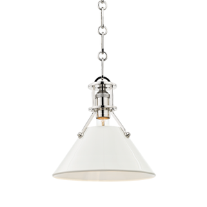 Close-up of the Painted No.2 Pendant in polished nickel showing the shade shape and metal detail.