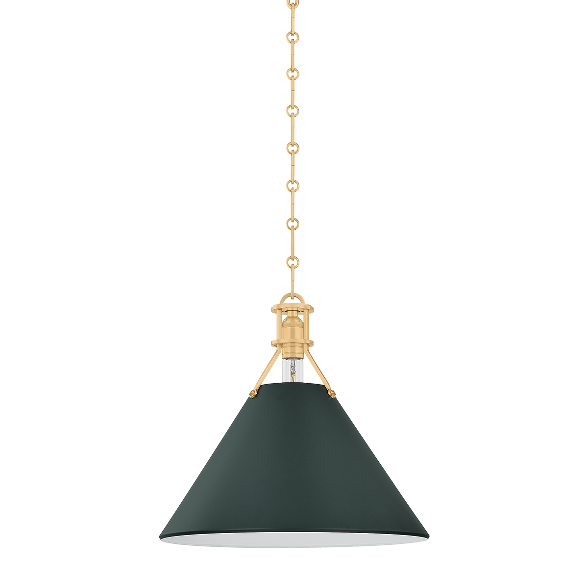 Painted No. 2 Pendant in aged brass — a Hudson Valley pendant for curated interiors at Laurie Yapp Home.