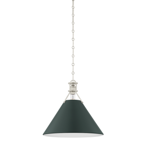 Close-up of the Painted No. 2 Pendant 16" in polished nickel showing the shade shape and metal detail.