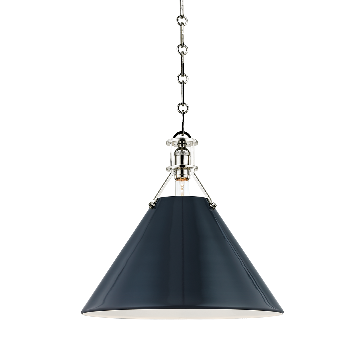 Close-up of the Painted No. 2 Pendant 16" in polished nickel showing the shade shape and metal detail.