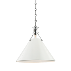 Close-up of the Painted No. 2 Pendant 16" in polished nickel showing the shade shape and metal detail.