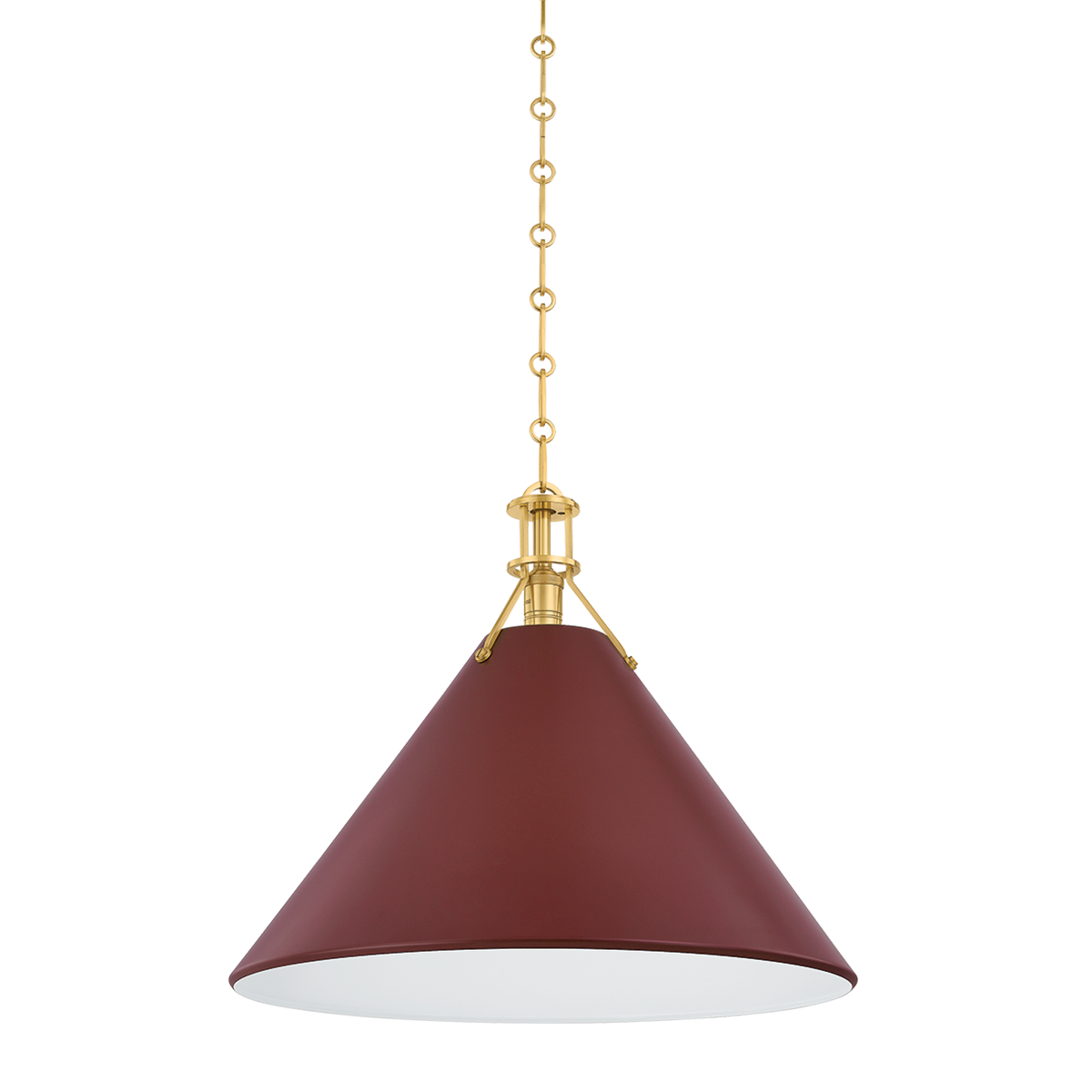 Painted No. 2 Pendant 21" in aged brass — a Hudson Valley pendant for kitchens, entries, and dining rooms at Laurie Yapp Home.