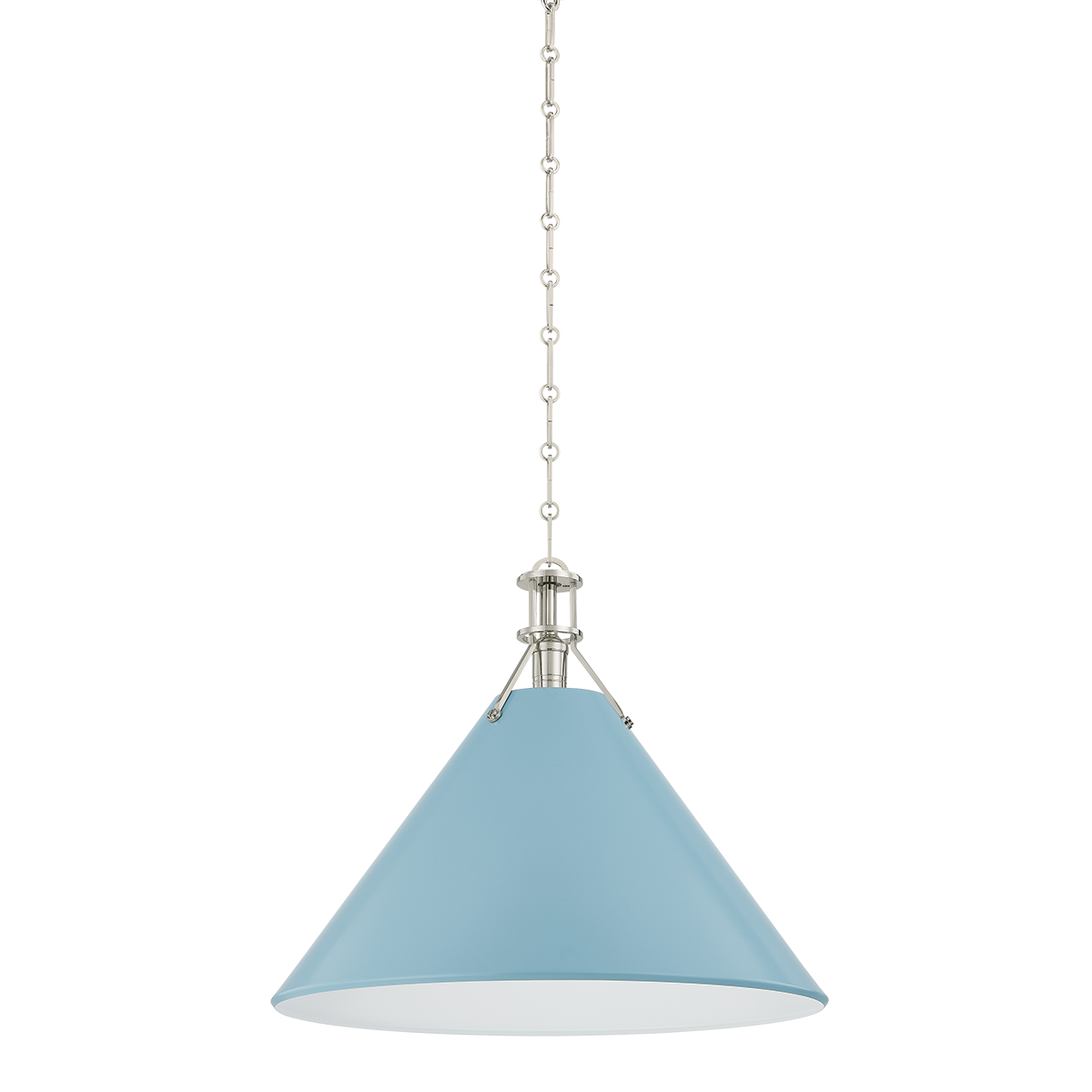 Close-up of the Painted No. 2 Pendant 21" in polished nickel showing the shade shape and metal detail.