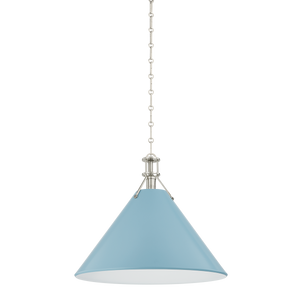 Close-up of the Painted No. 2 Pendant 21" in polished nickel showing the shade shape and metal detail.