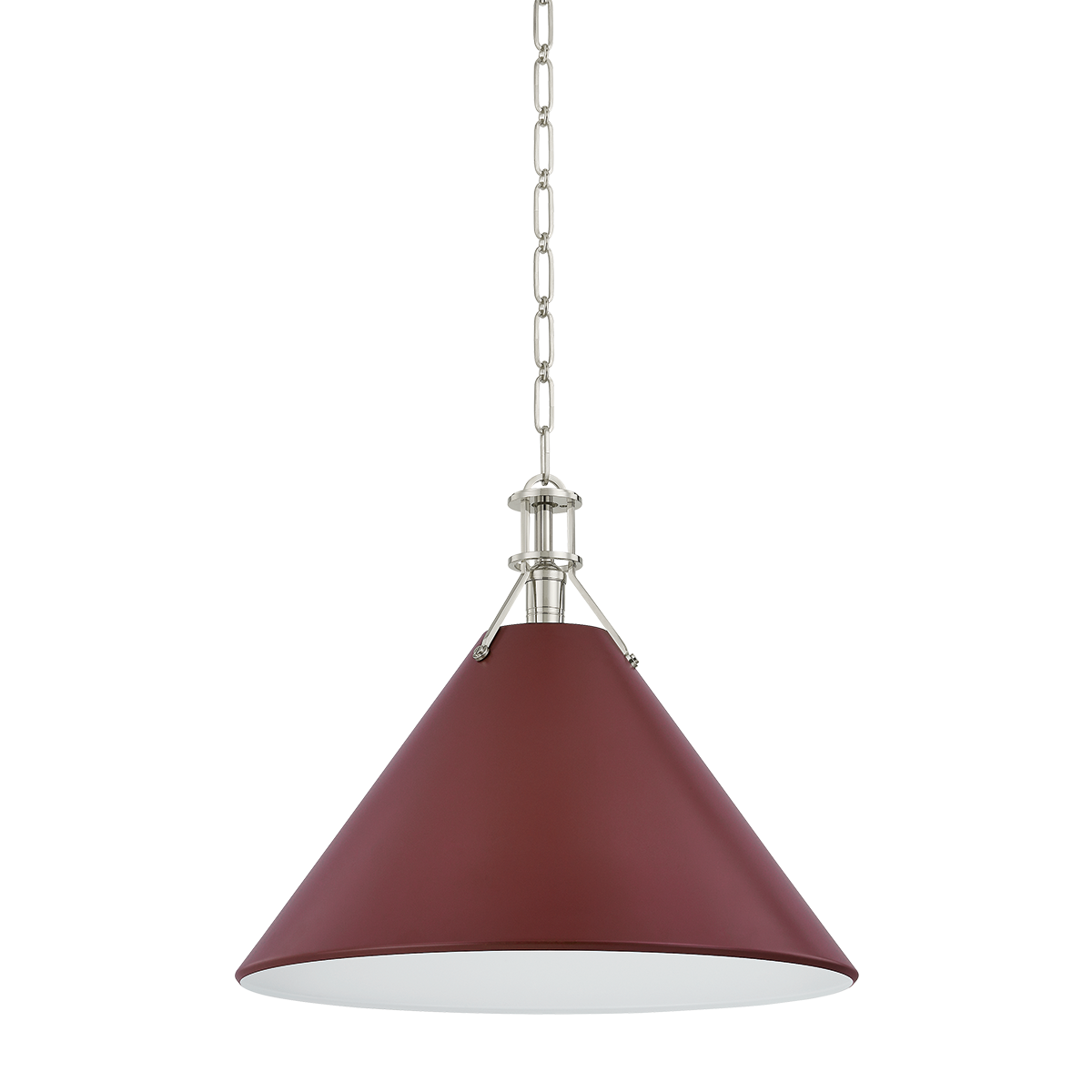 Close-up of the Painted No. 2 Pendant 21" in polished nickel showing the shade shape and metal detail.