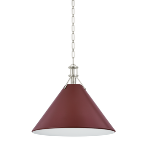 Close-up of the Painted No. 2 Pendant 21" in polished nickel showing the shade shape and metal detail.