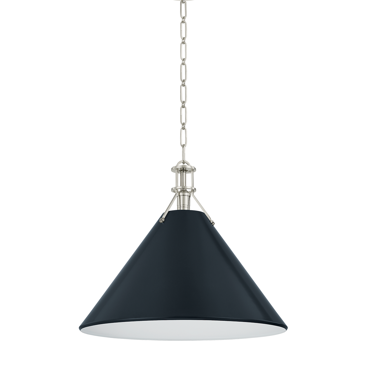 Close-up of the Painted No. 2 Pendant 21" in polished nickel showing the shade shape and metal detail.